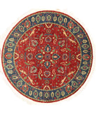 Hand Knotted Ziegler Farhan Wool Rug - 6'6'' x 6'5'' 6' 6" X 6' 5" ( 198 X 196 ) / Red / Blue