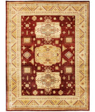 Hand Knotted Tribal Kazak Wool Rug - 9'0'' x 11'9'' 9' 0" X 11' 9" ( 274 X 358 ) / Brown / N/A