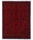 Hand Knotted Afghan Khal Muhammadi Wool Rug - 4'1'' x 6'2'' 4' 1" X 6' 2" ( 124 X 188 ) / Red / Red