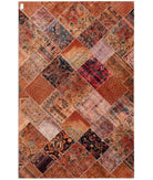 Hand Knotted Mosaic Patchwork Wool Rug - 6'2'' x 9'8'' 6' 2" X 9' 8" ( 188 X 295 ) / Beige / Brown