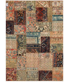 Hand Knotted Mosaic Patchwork Wool Rug - 6'0'' x 8'4'' 6' 0" X 8' 4" ( 183 X 254 ) / Beige / Red