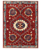 Hand Knotted Nomadic Caucasian Humna Wool Rug - 4'1'' x 6'6'' 4' 1" X 6' 6" ( 124 X 198 ) / Red / N/A