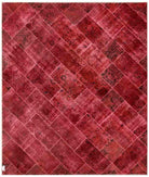 Hand Knotted Mosaic Patchwork Wool Rug - 8'3'' x 9'9'' 8' 3" X 9' 9" ( 251 X 297 ) / Pink / Blue