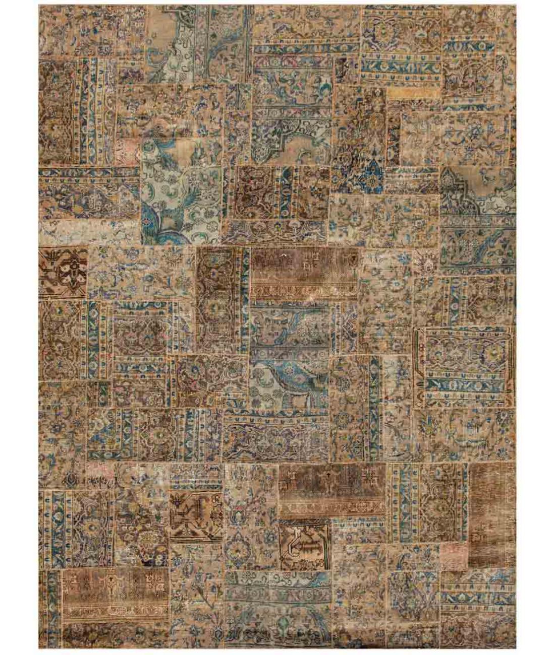 Hand Knotted Mosaic Patchwork Wool Rug - 8'1'' x 11'9'' 8' 1" X 11' 9" ( 246 X 358 ) / Beige / Brown