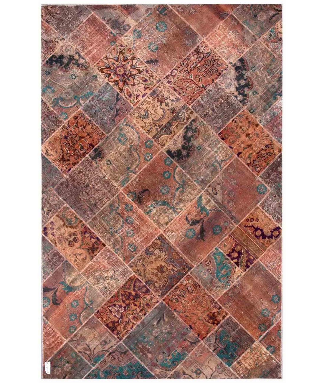 Hand Knotted Mosaic Patchwork Wool Rug - 6'3'' x 9'1'' 6' 3" X 9' 1" ( 191 X 277 ) / Multi / Multi