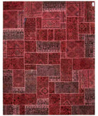 Hand Knotted Mosaic Patchwork Wool Rug - 7'8'' x 9'8'' 7' 8" X 9' 8" ( 234 X 295 ) / Pink / Multi