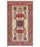 Hand Knotted Royal Kazak Wool Rug - 5'4'' x 8'1'' 5' 4" X 8' 1" ( 163 X 246 ) / Ivory / Red