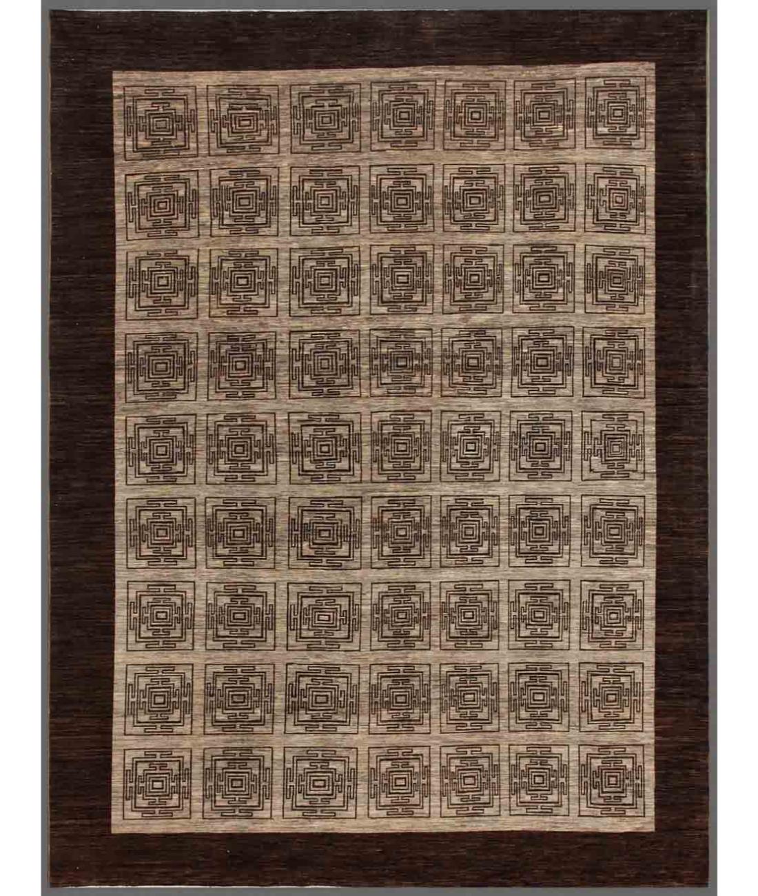 Hand Knotted Modcar Wool Rug - 11'0'' x 14'5'' 11' 0" X 14' 5" ( 335 X 439 ) / Grey / Brown