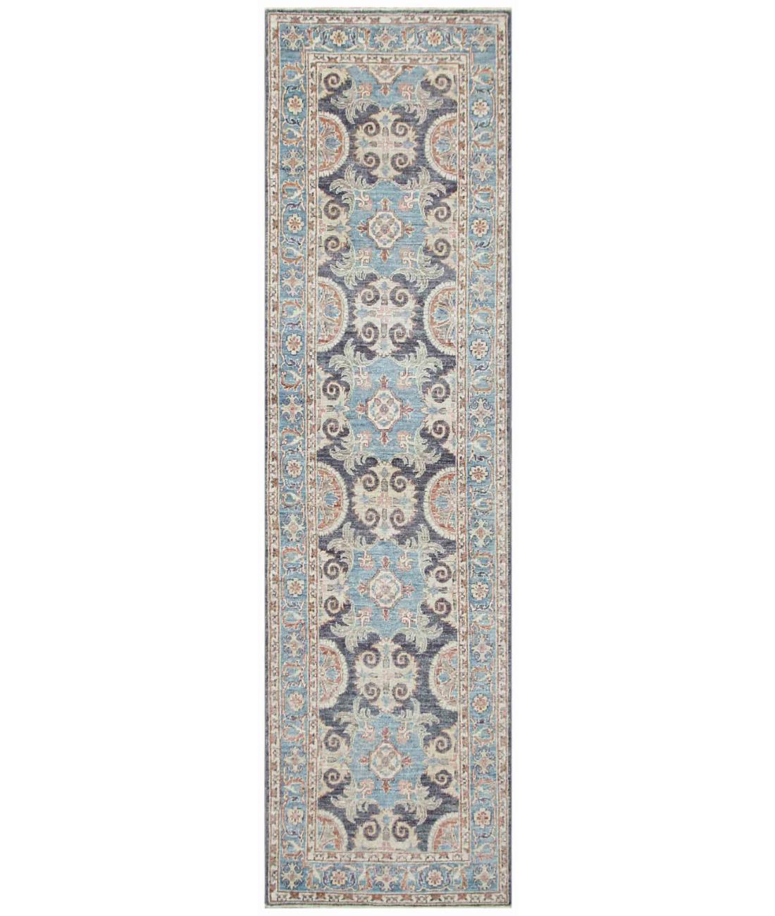 Hand Knotted Ziegler Farhan Wool Rug - 2'8'' x 9'6'' 2' 8" X 9' 6" ( 81 X 290 ) / Grey / Blue