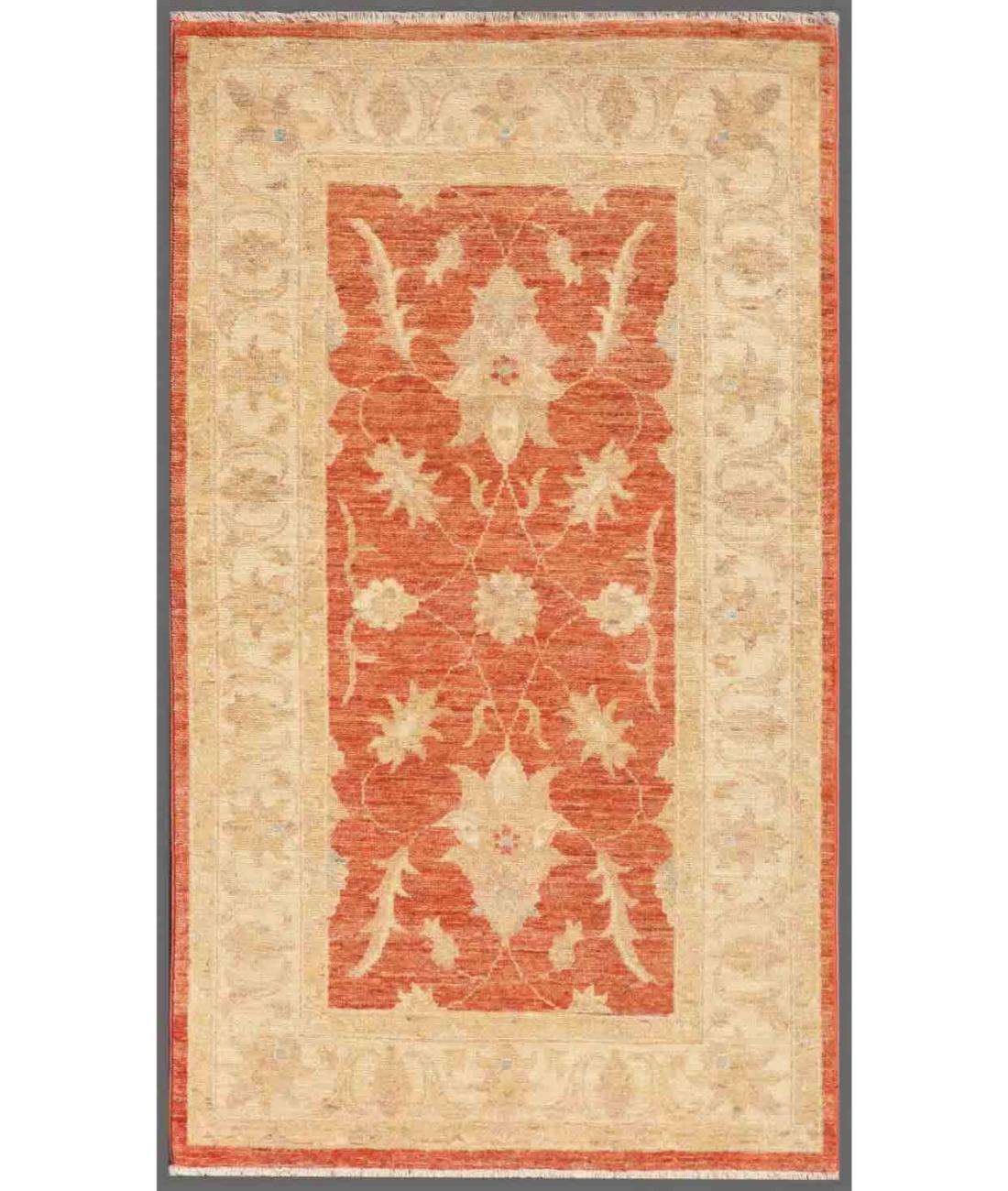 Hand Knotted Ziegler Farhan Wool Rug - 2'7'' x 4'4'' 2' 7" X 4' 4" ( 79 X 132 ) / Red / Ivory