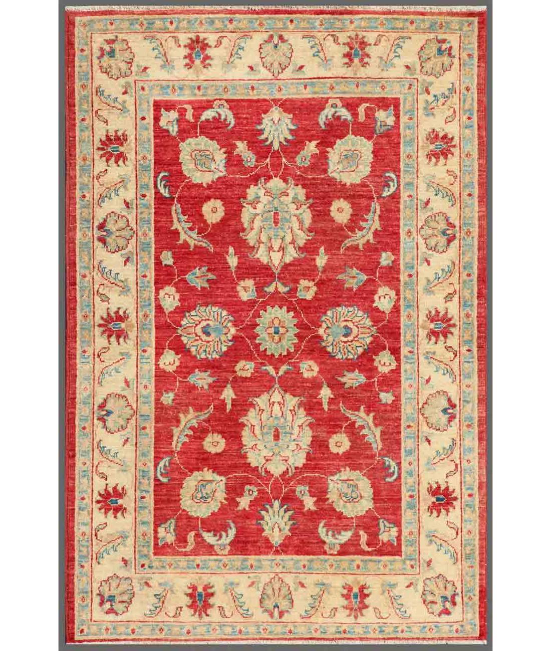 Hand Knotted Ziegler Farhan Wool Rug - 3'3'' x 4'11'' 3' 3" X 4' 11" ( 99 X 150 ) / Red / Ivory