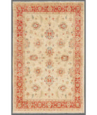 Hand Knotted Ziegler Farhan Wool Rug - 4'0'' x 6'3'' 4' 0" X 6' 3" ( 122 X 191 ) / Ivory / Red