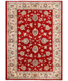 Hand Knotted Ziegler Farhan Wool Rug - 5'4'' x 7'4'' 5' 4" X 7' 4" ( 163 X 224 ) / Red / Ivory