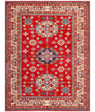 Hand Knotted Royal Kazak Wool Rug - 5'9'' x 7'6'' 5' 9" X 7' 6" ( 175 X 229 ) / Red / Beige