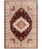 Hand Knotted Ziegler Farhan Wool Rug - 5'8'' x 8'1'' 5' 8" X 8' 1" ( 173 X 246 ) / Burgundy / Ivory