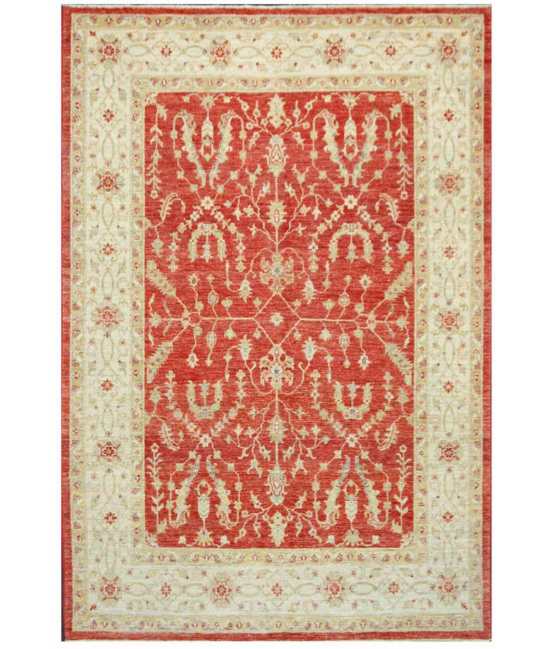 Hand Knotted Ziegler Farhan Wool Rug - 5'7'' x 7'11'' 5' 7" X 7' 11" ( 170 X 241 ) / Red / Beige