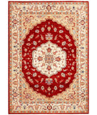 Hand Knotted Ziegler Farhan Wool Rug - 5'9'' x 7'9'' 5' 9" X 7' 9" ( 175 X 236 ) / Red / Ivory