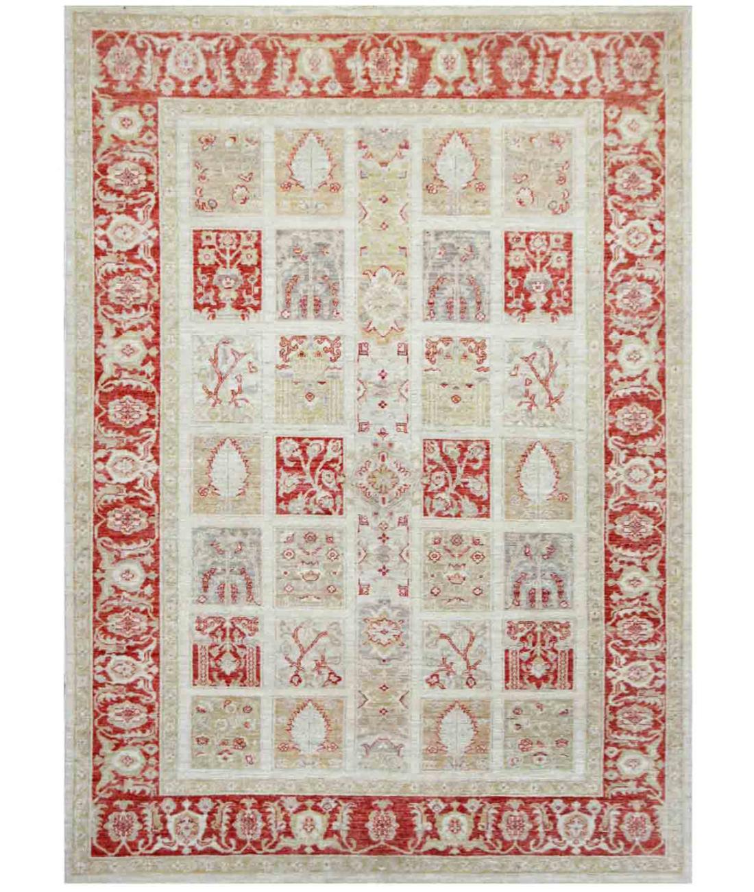 Hand Knotted Bakhtiari Wool Rug - 5'6'' x 7'9'' 5' 6" X 7' 9" ( 168 X 236 ) / Ivory / Red