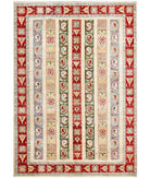 Hand Knotted Shaal Wool Rug - 5'6'' x 7'8'' 5' 6" X 7' 8" ( 168 X 234 ) / Multi / Ivory