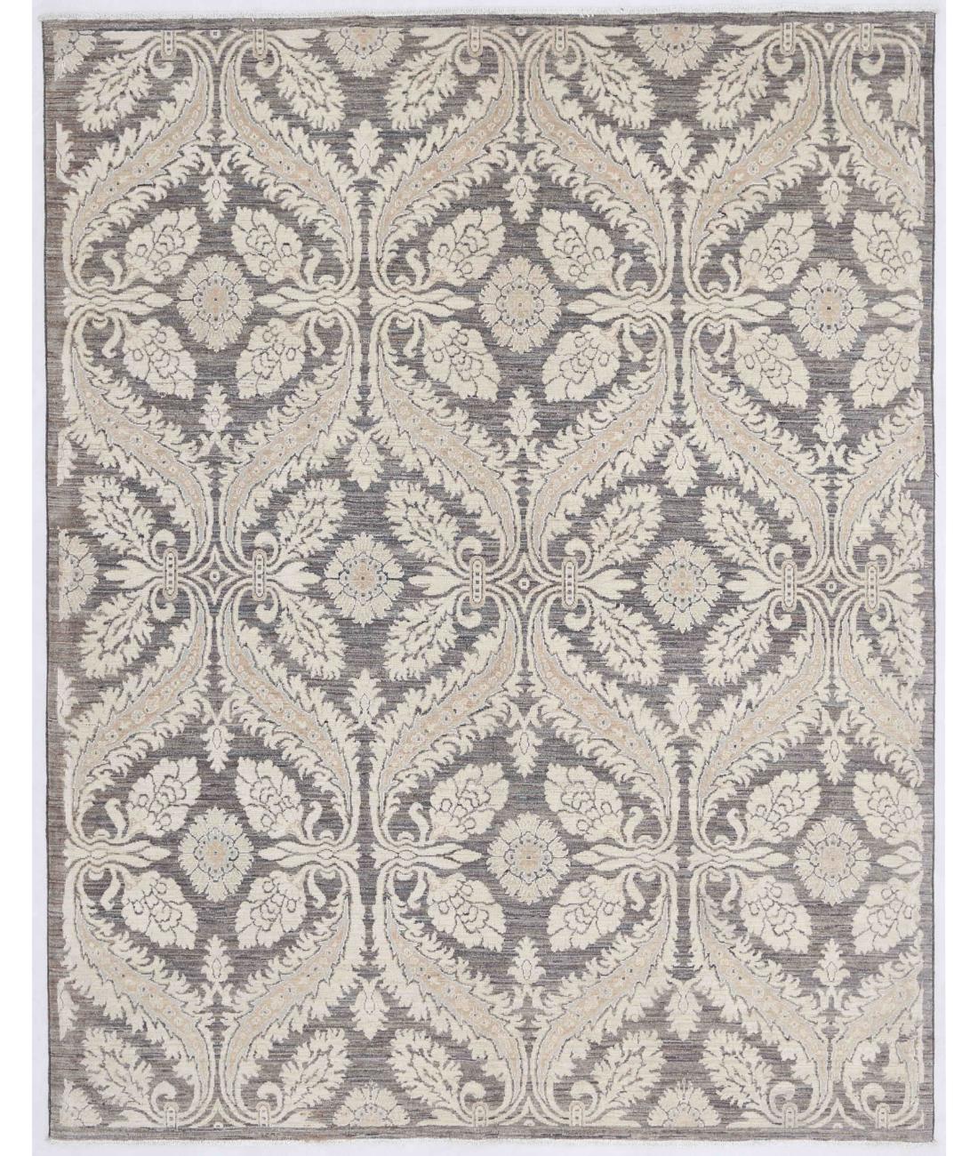 Hand Knotted Artemix Wool Rug - 6'6'' x 8'3'' 6' 6" X 8' 3" ( 198 X 251 ) / Taupe / Ivory