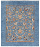 Hand Knotted Ziegler Farhan Wool Rug - 8'1'' x 9'9'' 8' 1" X 9' 9" ( 246 X 297 ) / Blue / Blue