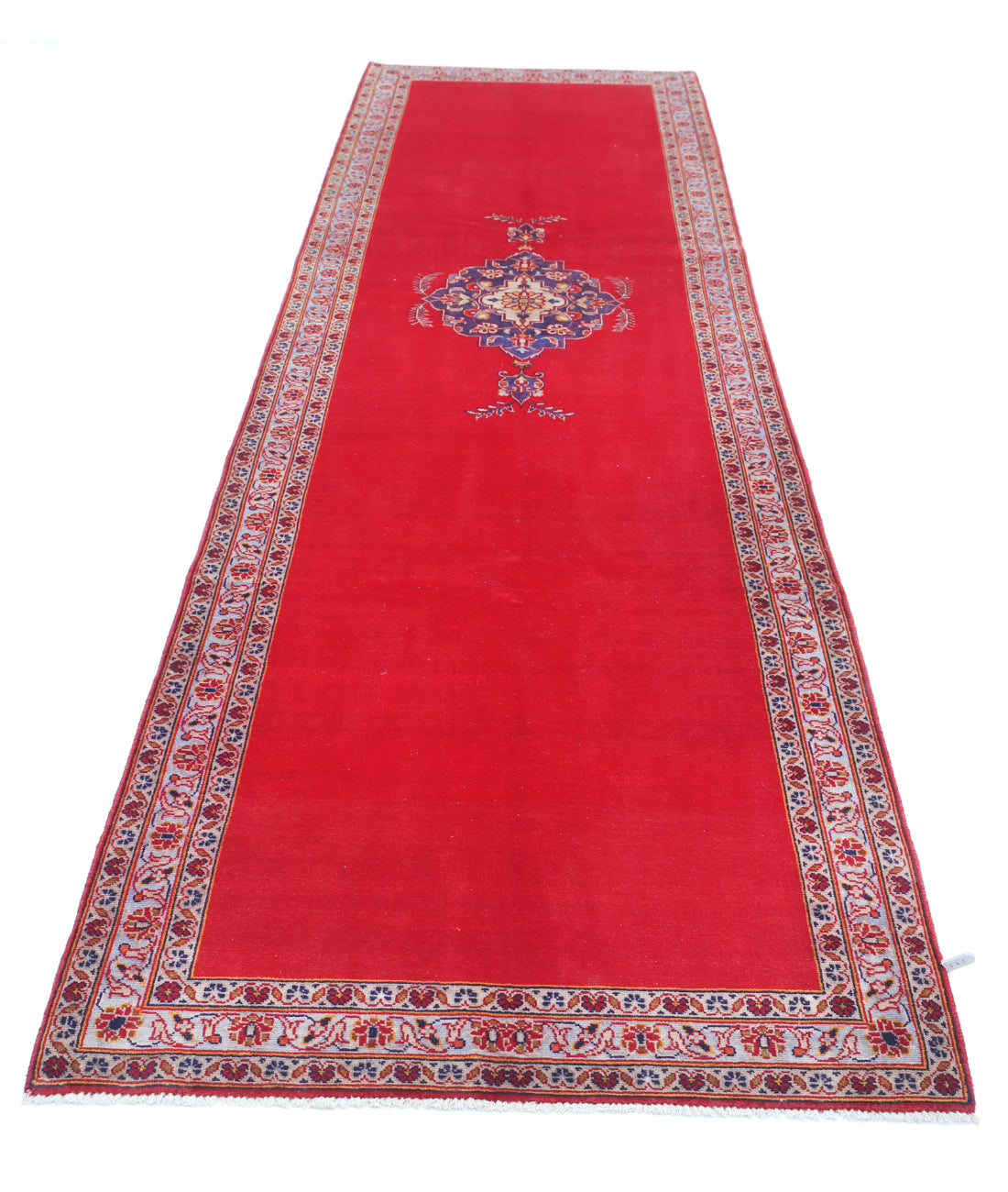 Kashan 3'5'' X 12'3'' Hand-Knotted Wool Rug 3'5'' x 12'3'' (103 X 368) / Red / Blue