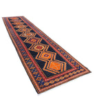 Hamadan 4'2'' X 16'0'' Hand-Knotted Wool Rug 4'2'' x 16'0'' (125 X 480) / Blue / Rust