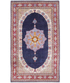 Kashan 4'4'' X 7'3'' Hand-Knotted Wool Rug 4'4'' x 7'3'' (130 X 218) / Blue / Red