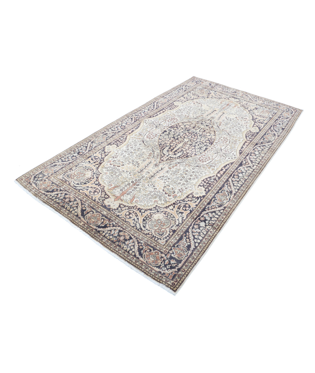 Tabriz 4'6'' X 8'0'' Hand-Knotted Wool Rug 4'6'' x 8'0'' (135 X 240) / Ivory / Brown