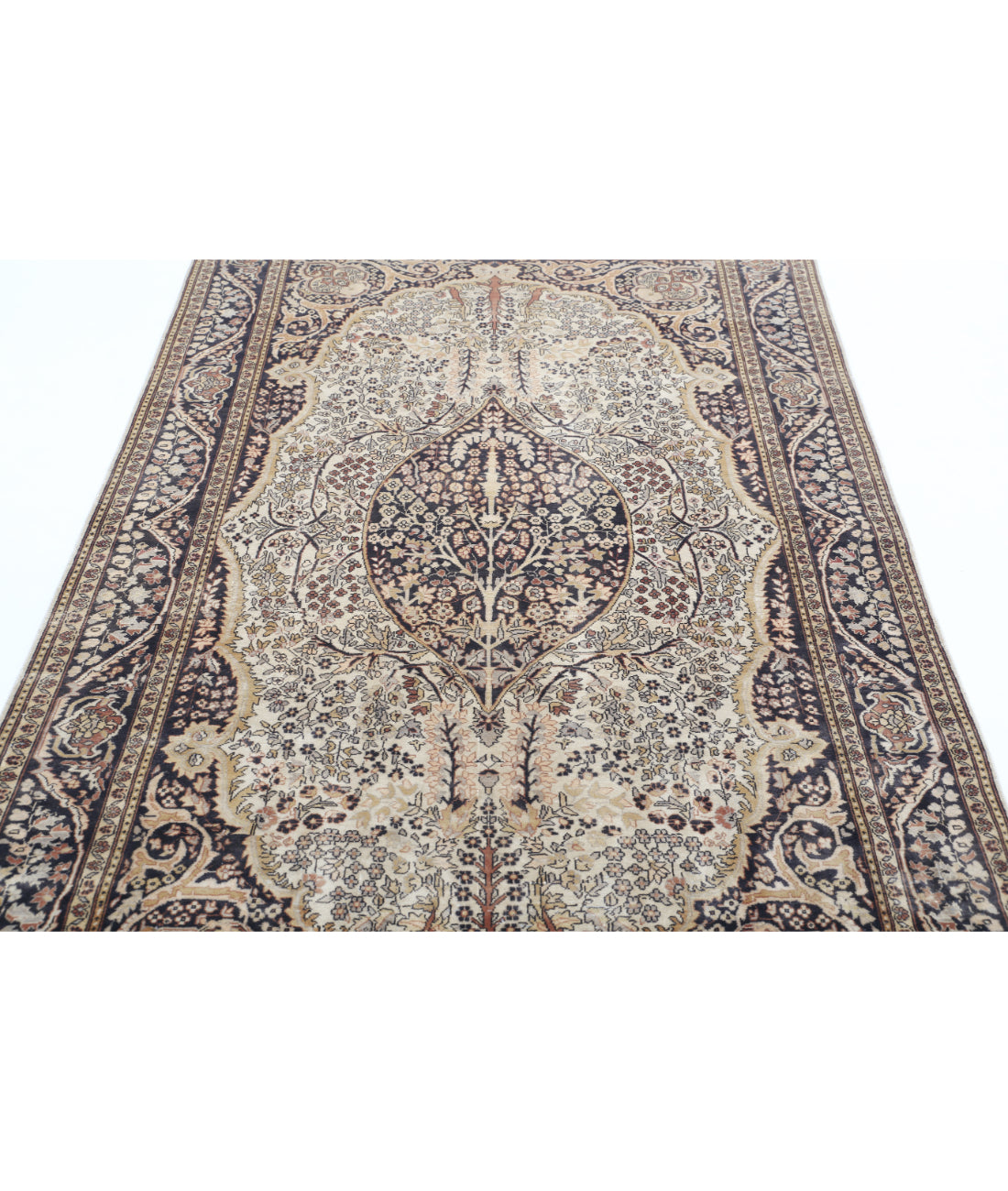 Tabriz 4'6'' X 8'0'' Hand-Knotted Wool Rug 4'6'' x 8'0'' (135 X 240) / Ivory / Brown