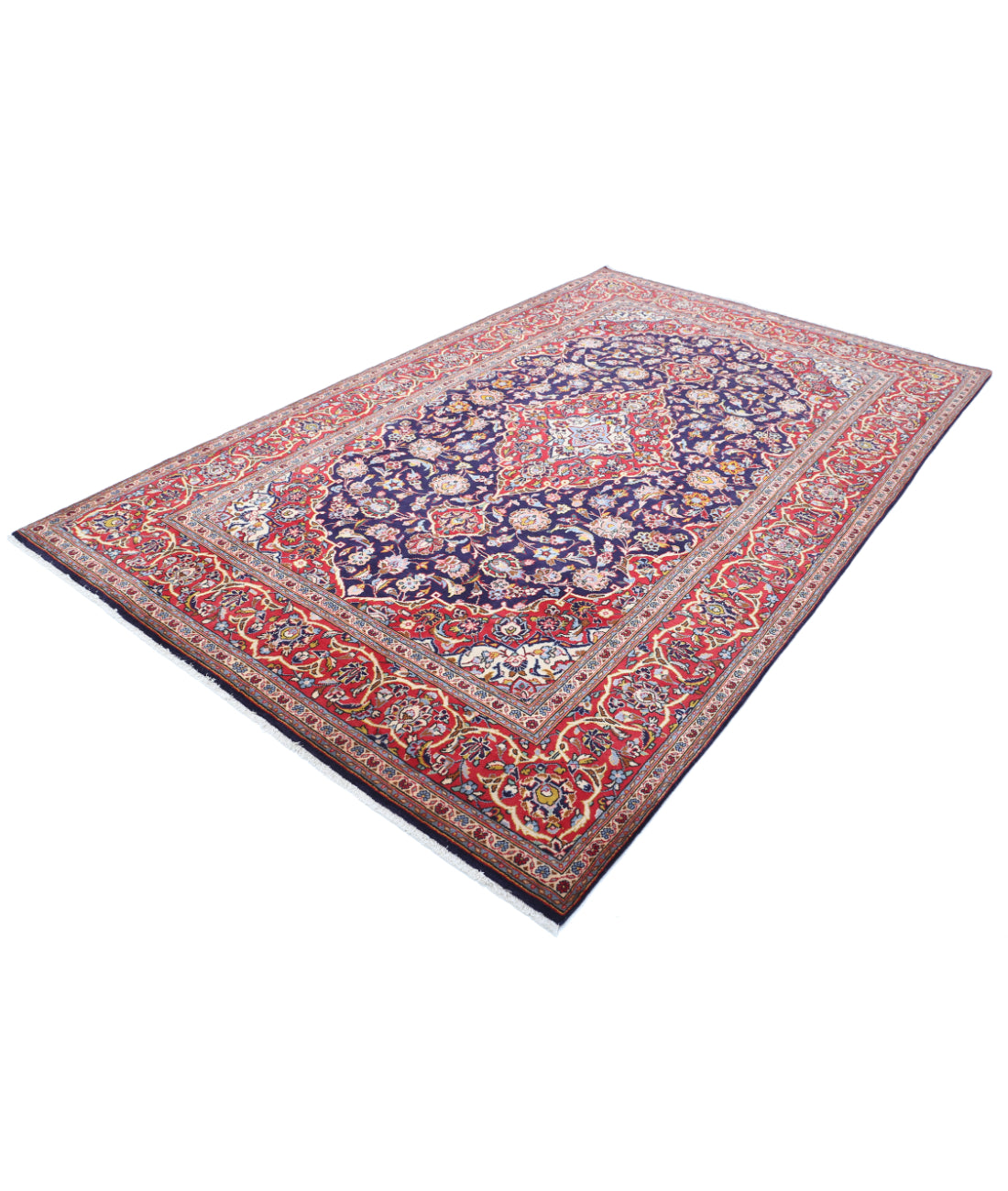 Kashan 6'5'' X 10'3'' Hand-Knotted Wool Rug 6'5'' x 10'3'' (193 X 308) / Blue / Red