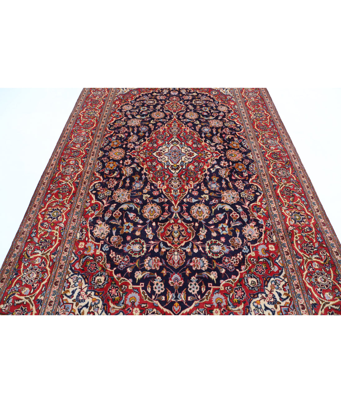 Kashan 6'5'' X 10'3'' Hand-Knotted Wool Rug 6'5'' x 10'3'' (193 X 308) / Blue / Red