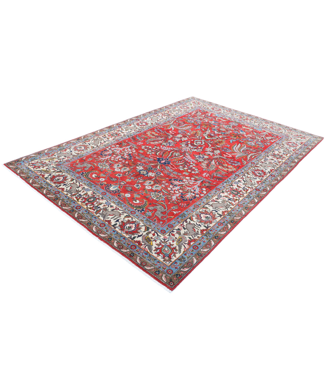 Sarouk 6'3'' X 9'3'' Hand-Knotted Wool Rug 6'3'' x 9'3'' (188 X 278) / Red / Ivory