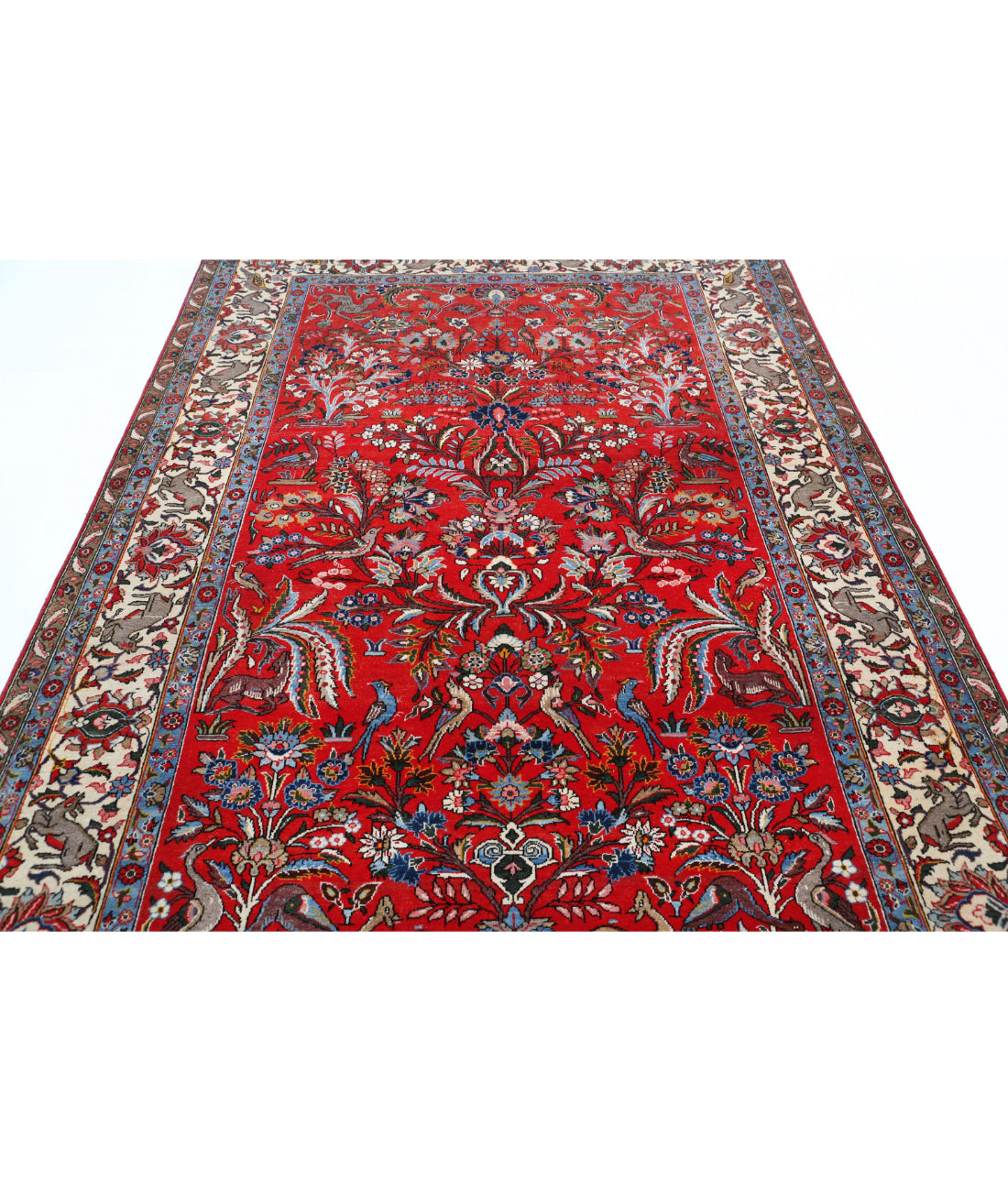 Sarouk 6'3'' X 9'3'' Hand-Knotted Wool Rug 6'3'' x 9'3'' (188 X 278) / Red / Ivory