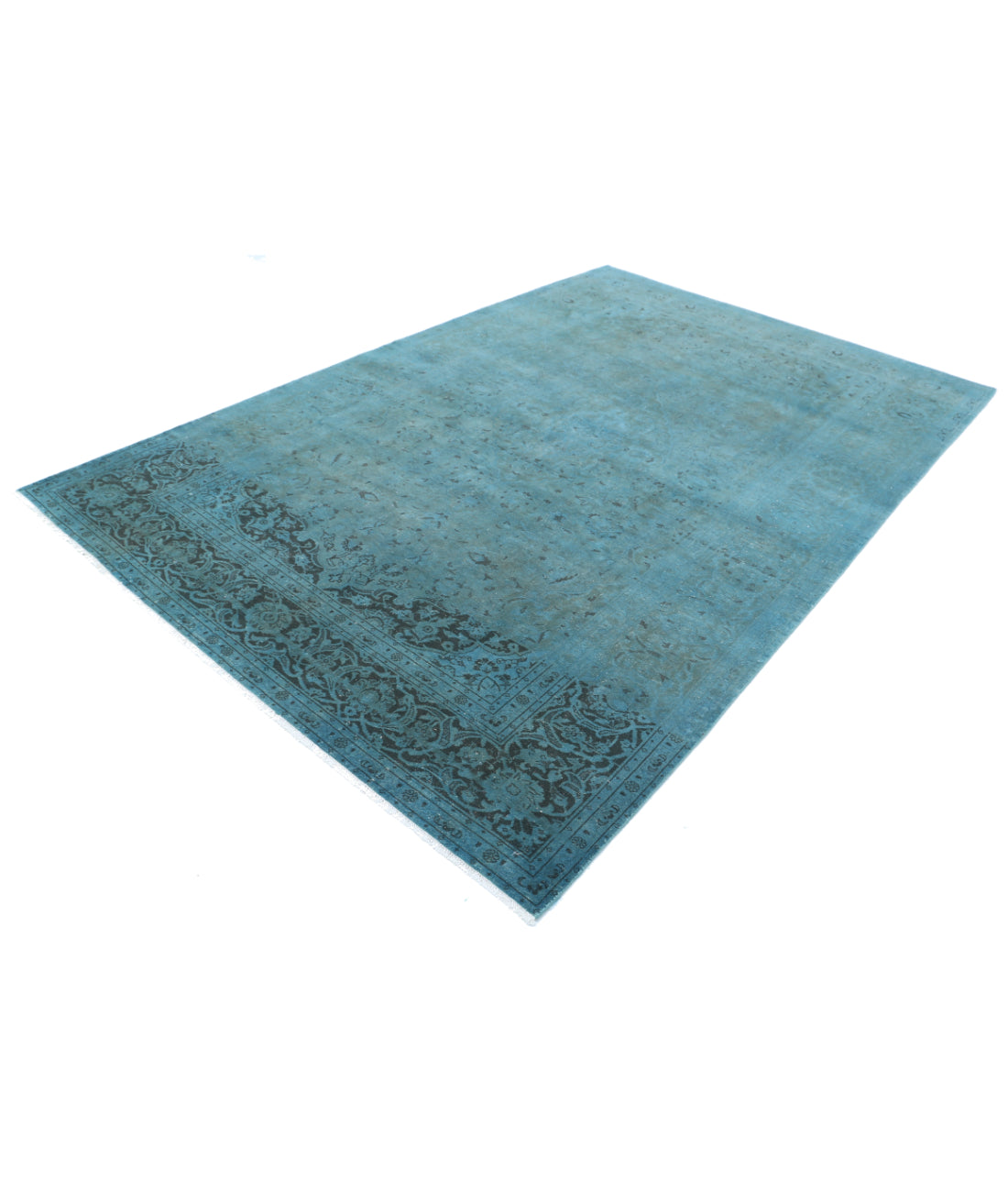 Overdye 6'8'' X 10'0'' Hand-Knotted Wool Rug 6'8'' x 10'0'' (200 X 300) / Teal / Charcoal