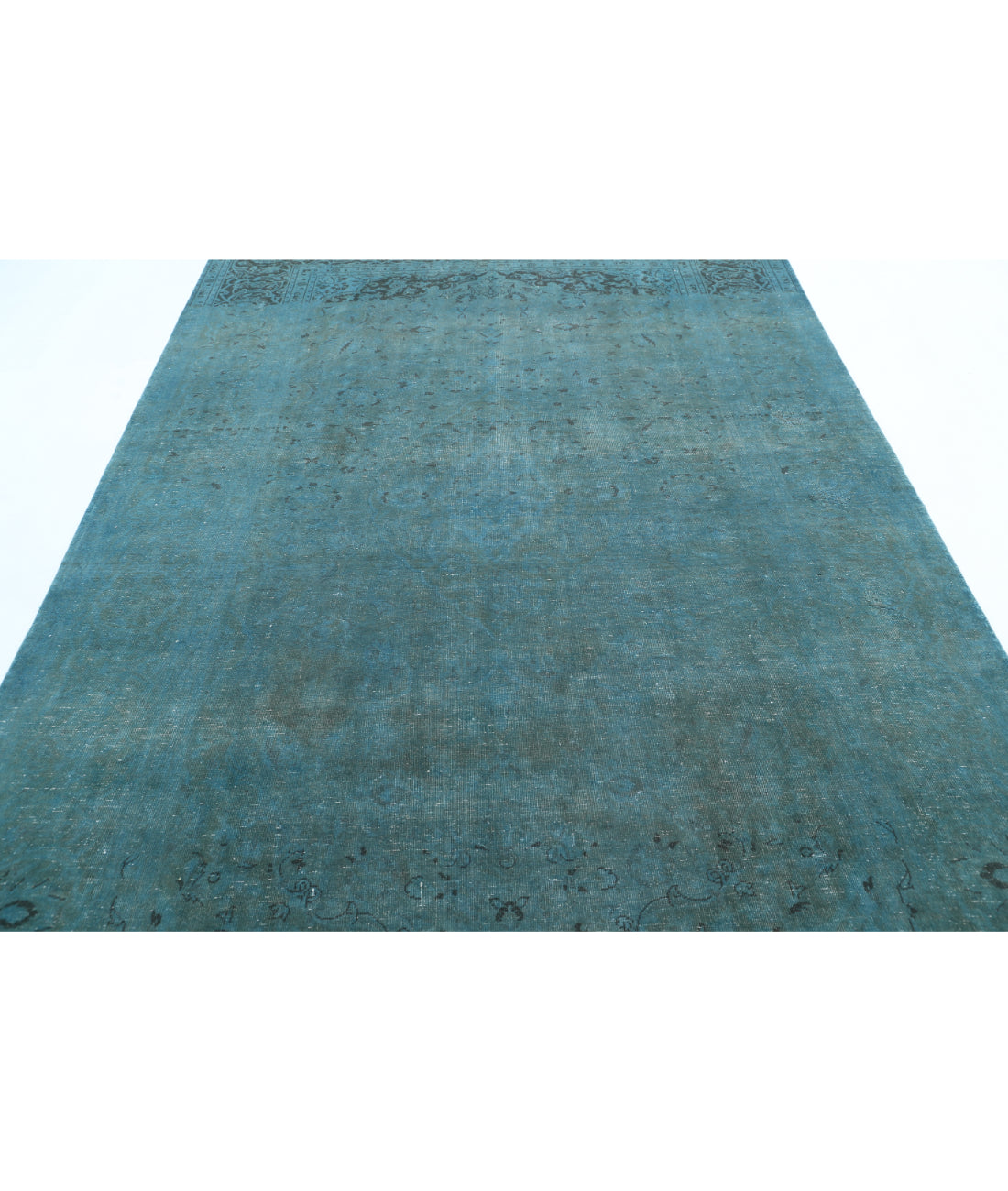 Overdye 6'8'' X 10'0'' Hand-Knotted Wool Rug 6'8'' x 10'0'' (200 X 300) / Teal / Charcoal