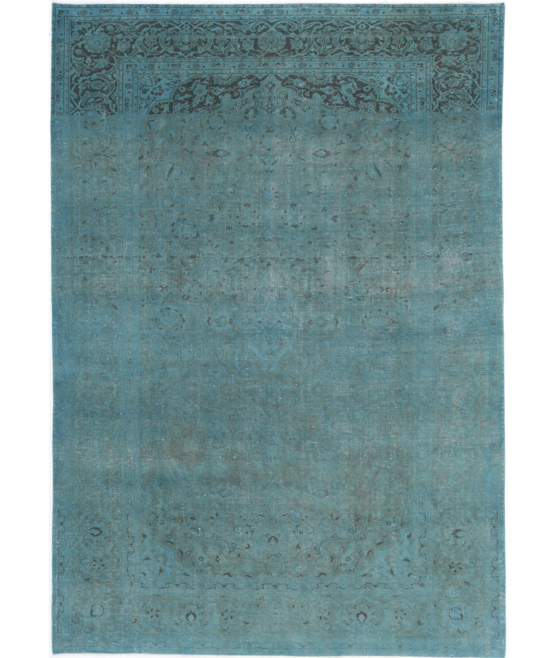 Overdye 6'8'' X 10'0'' Hand-Knotted Wool Rug 6'8'' x 10'0'' (200 X 300) / Teal / Charcoal