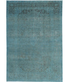 Overdye 6'8'' X 10'0'' Hand-Knotted Wool Rug 6'8'' x 10'0'' (200 X 300) / Teal / Charcoal