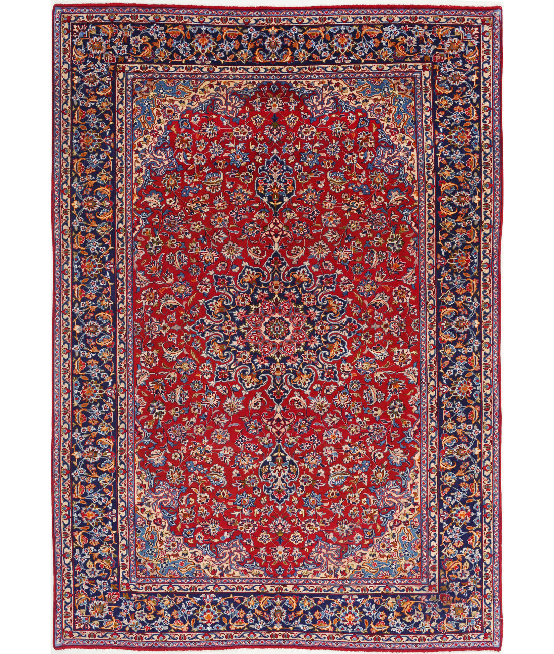 Kashan 8'0'' X 12'0'' Hand-Knotted Wool Rug 8'0'' x 12'0'' (240 X 360) / Red / Blue