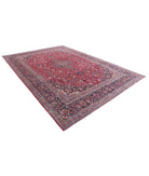 Kashan 9'1'' X 12'7'' Hand-Knotted Wool Rug 9'1'' x 12'7'' (273 X 378) / Red / Blue