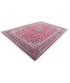 Kashan 9'1'' X 12'7'' Hand-Knotted Wool Rug 9'1'' x 12'7'' (273 X 378) / Red / Blue