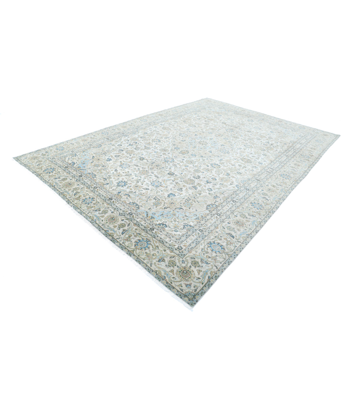 Kashan 8'7'' X 12'7'' Hand-Knotted Wool Rug 8'7'' x 12'7'' (258 X 378) / Ivory / Blue