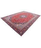 Kashan 9'1'' X 12'9'' Hand-Knotted Wool Rug 9'1'' x 12'9'' (273 X 383) / Red / Blue