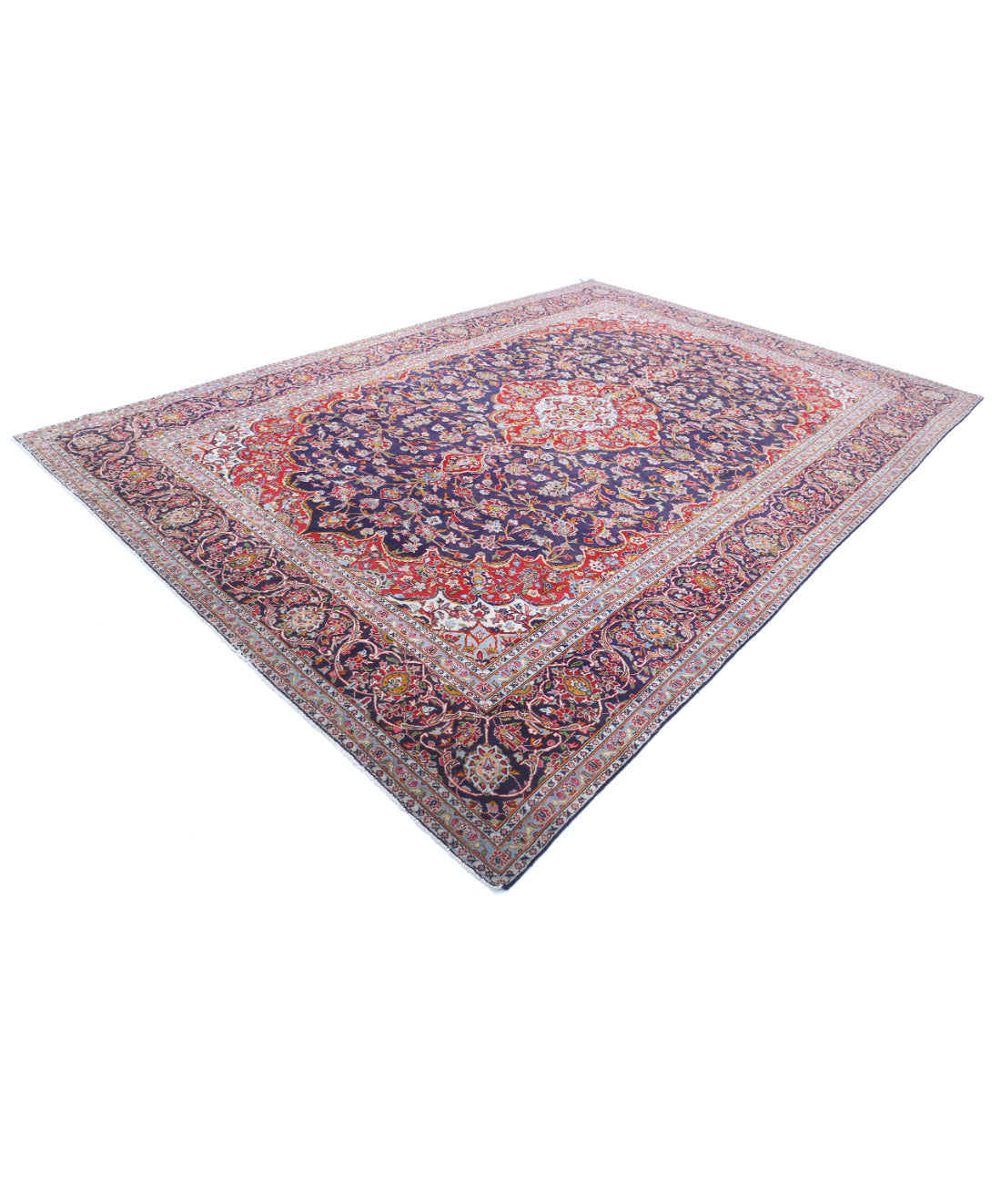 Kashan 9'0'' X 13'2'' Hand-Knotted Wool Rug 9'0'' x 13'2'' (270 X 395) / Blue / Red