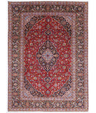 Hand Knotted Persian Kashan Wool Rug - 9'5'' x 13'2'' 9' 5" X 13' 2" ( 287 X 401 ) / Red / Blue