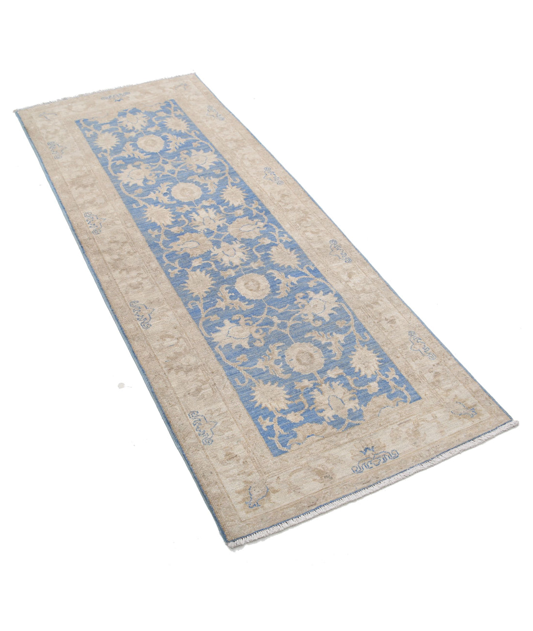 Serenity 2'5'' X 6'4'' Hand-Knotted Wool Rug 2'5'' x 6'4'' (73 X 190) / Blue / Ivory