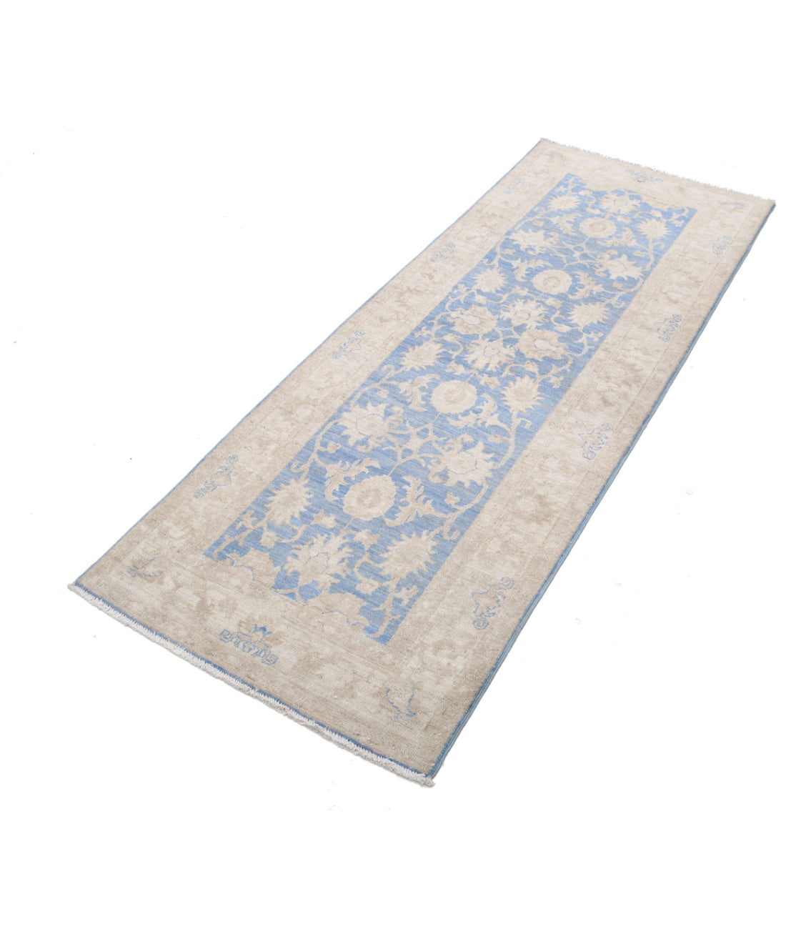 Serenity 2'5'' X 6'4'' Hand-Knotted Wool Rug 2'5'' x 6'4'' (73 X 190) / Blue / Ivory