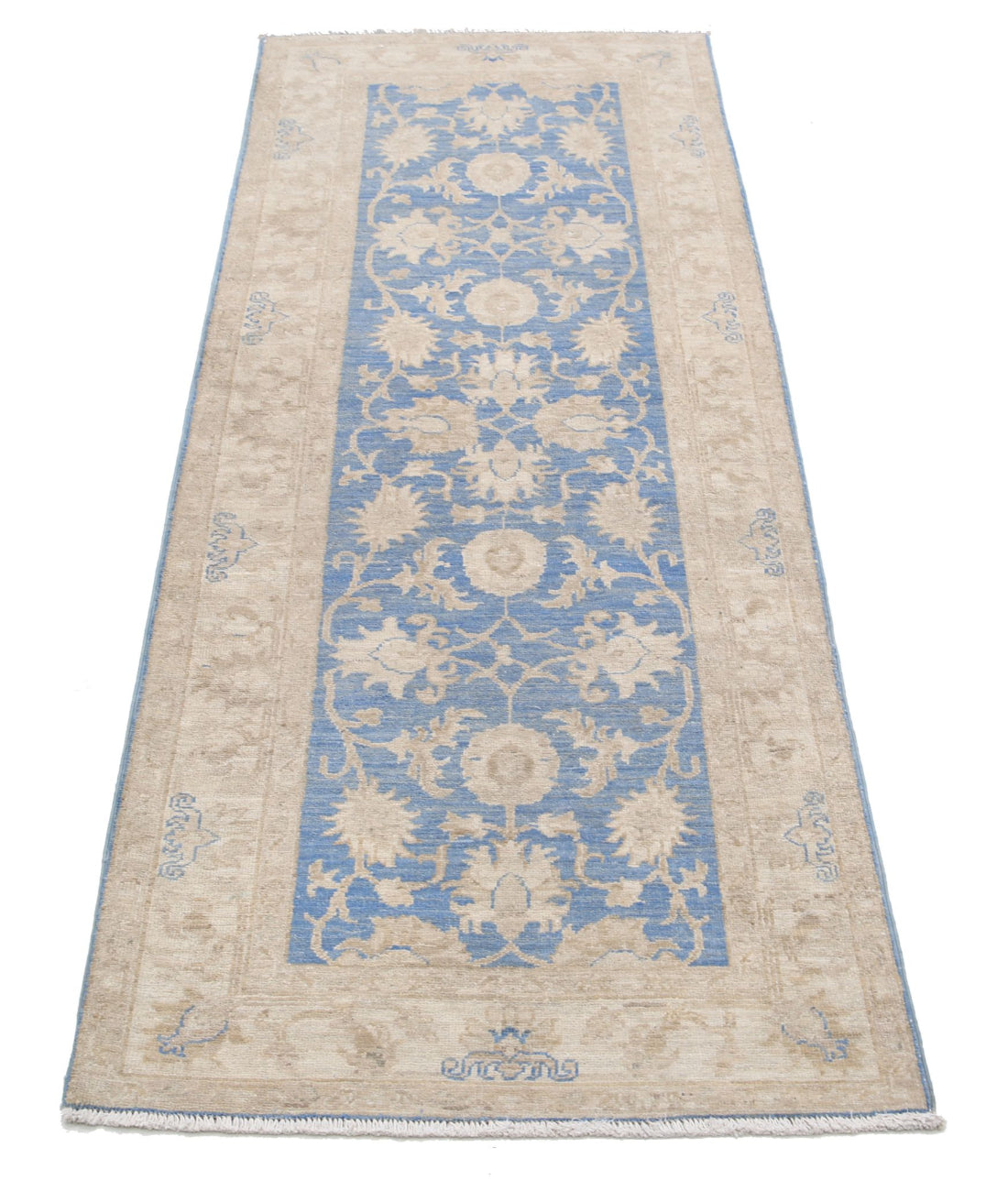 Serenity 2'5'' X 6'4'' Hand-Knotted Wool Rug 2'5'' x 6'4'' (73 X 190) / Blue / Ivory