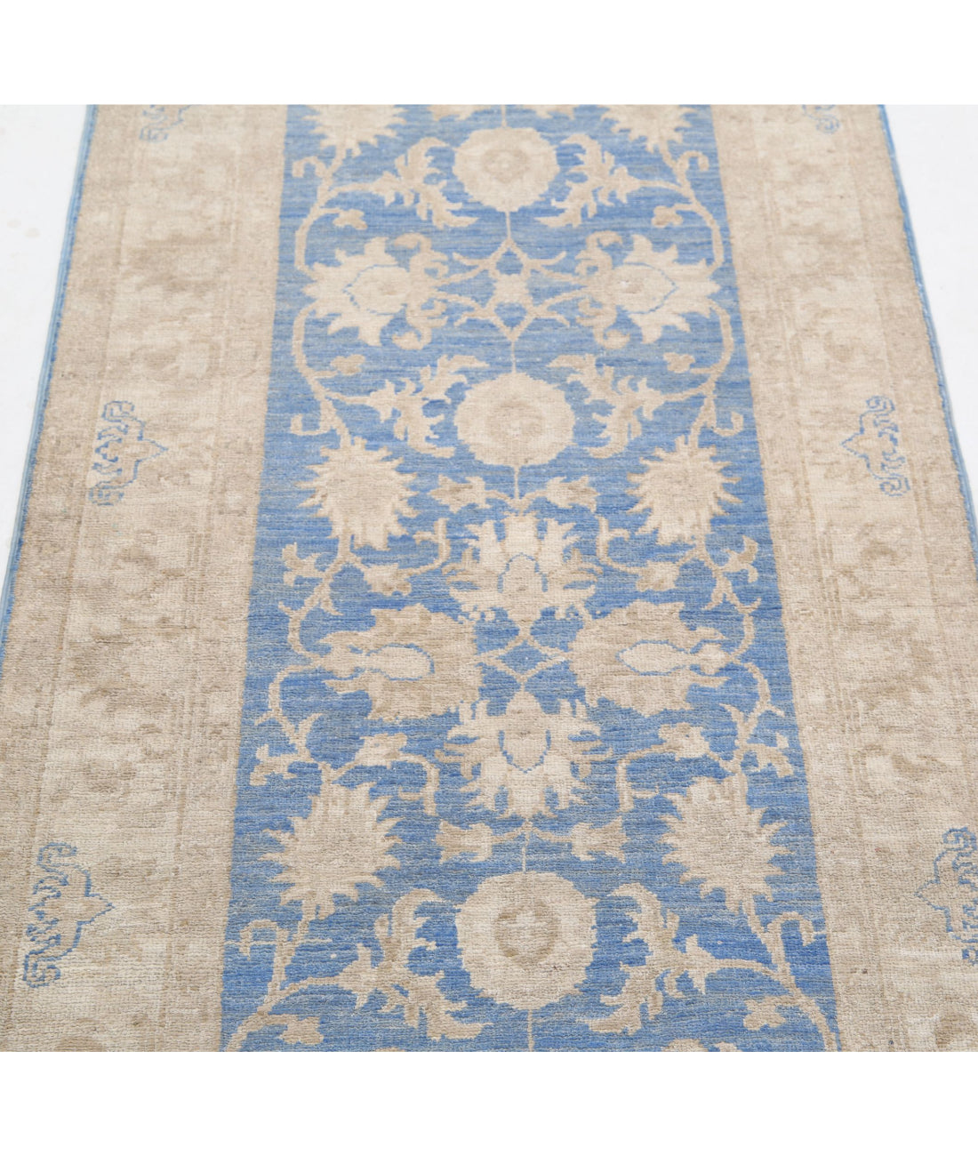 Serenity 2'5'' X 6'4'' Hand-Knotted Wool Rug 2'5'' x 6'4'' (73 X 190) / Blue / Ivory