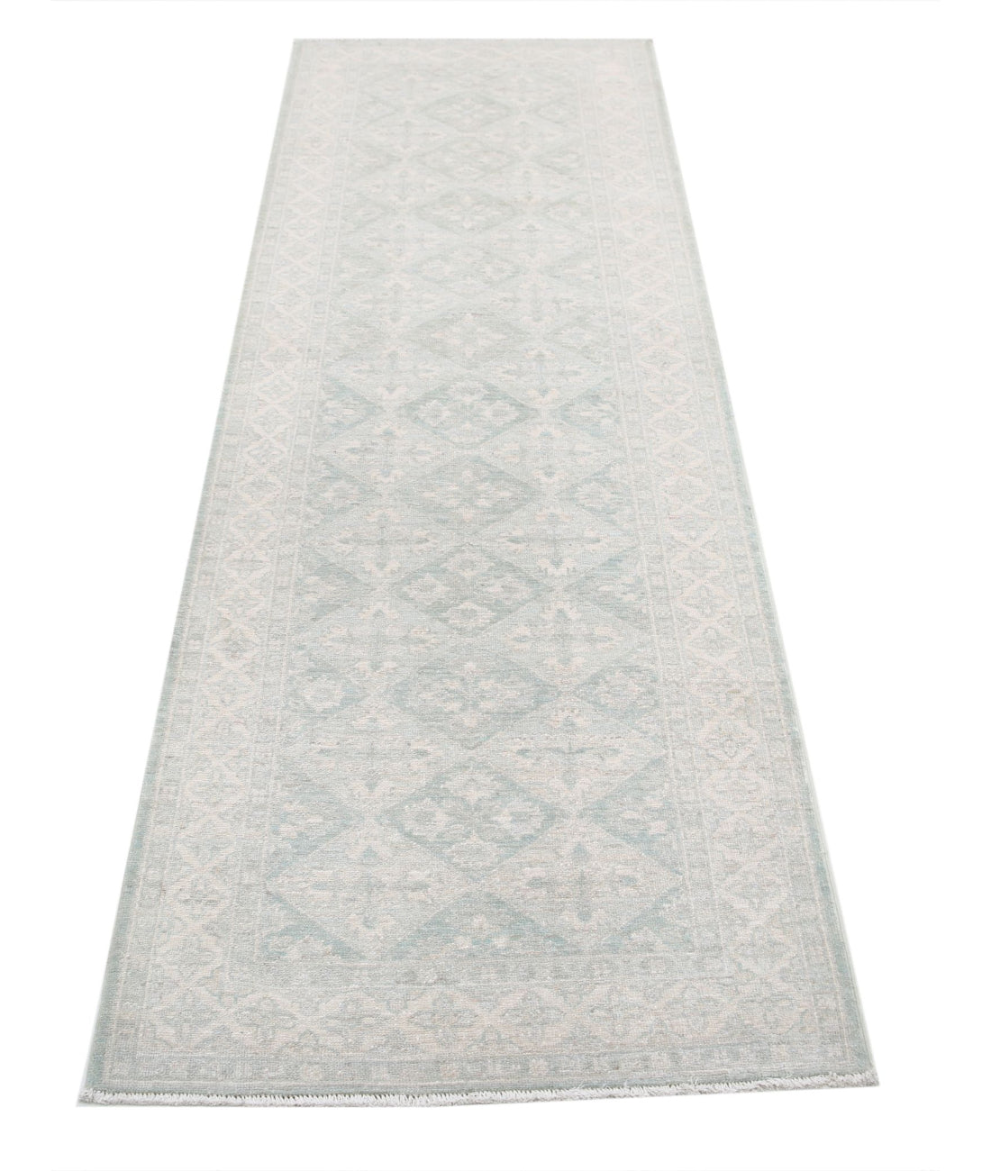 Serenity 2'7'' X 8'1'' Hand-Knotted Wool Rug 2'7'' x 8'1'' (78 X 243) / Green / Ivory